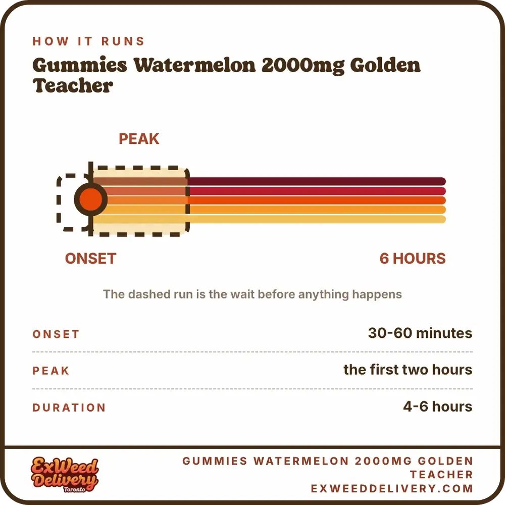 Gummies Watermelon 2000mg Golden Teacher onset and duration