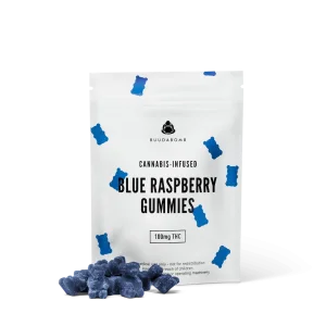 Blue Raspberry Gummies White Label 100mg by BuudaBomb
