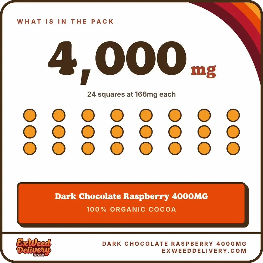 Dark Chocolate Raspberry 4000MG whats in the pack